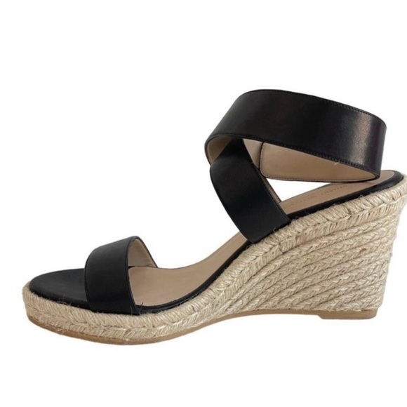 Stuart Weitzman Lexia Leather Black Espadrille Wedge Women’s Sandal Size 7 - Picture 3 of 12